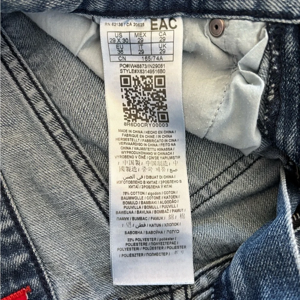 Guess Los Angeles Regular Straight Crescent Fit Blue Denim Jeans Mens 29x30